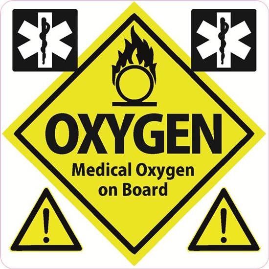 Oxygen on Board Sticker Medical Oxygen on Board Sign